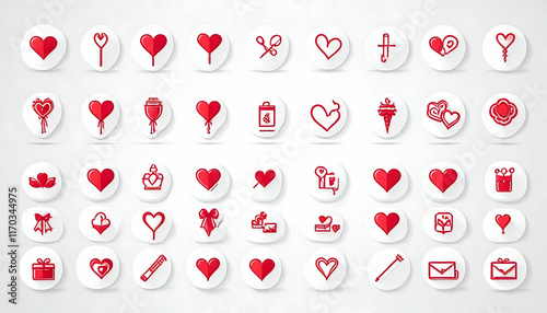 Valentine`s Day Icon Set. Romantic Design Elements