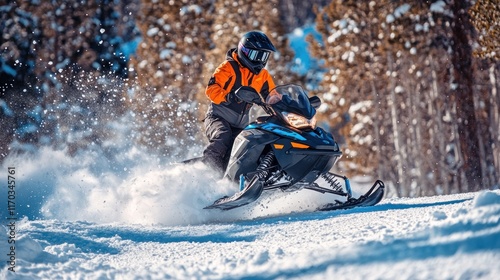 Snowmobiling Adventure: Thrilling Ride Through Snowy Landscape