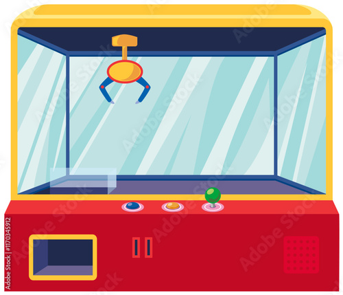 中身の入っていない空のクレーンゲーム機のベクターイラスト素材（ガラス付き）