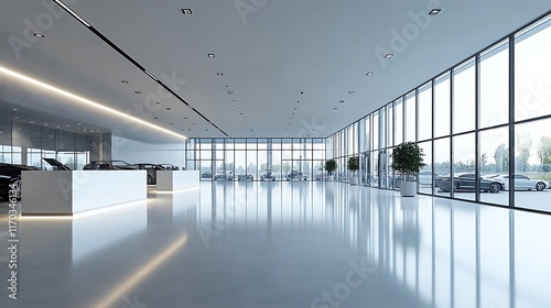 Empty Modern Car Dealership