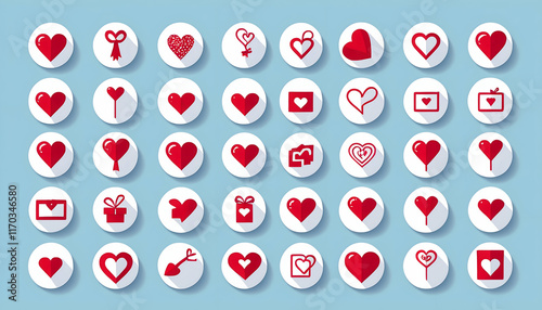 Valentine`s day icon set. Romantic design elements isolated on white. Thin line version. Vector illustration
