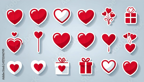 Valentine`s day icon set. Romantic design elements isolated on white. Thin line version. Vector illustration
