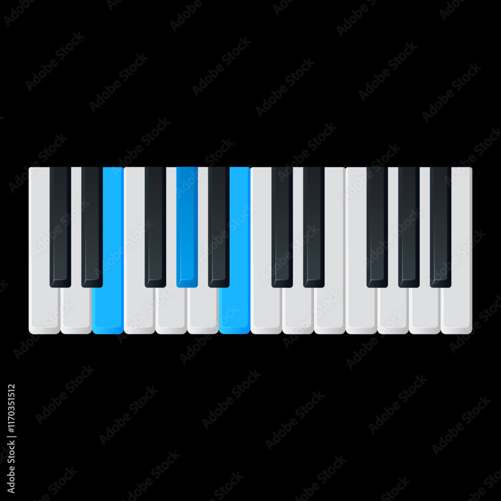 Fototapeta premium E major piano chord flat vector illustration