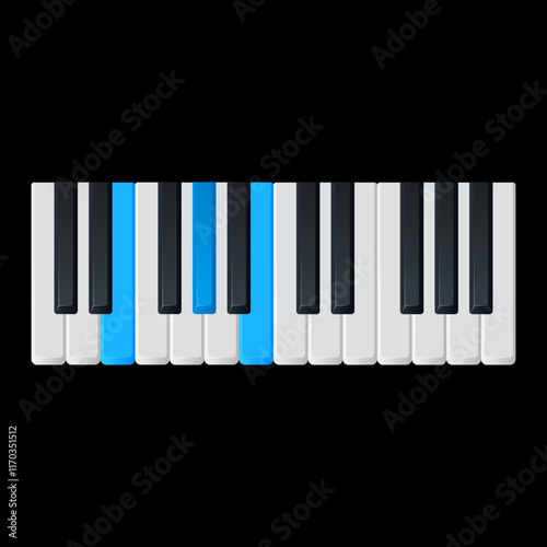 E major piano chord flat vector illustration