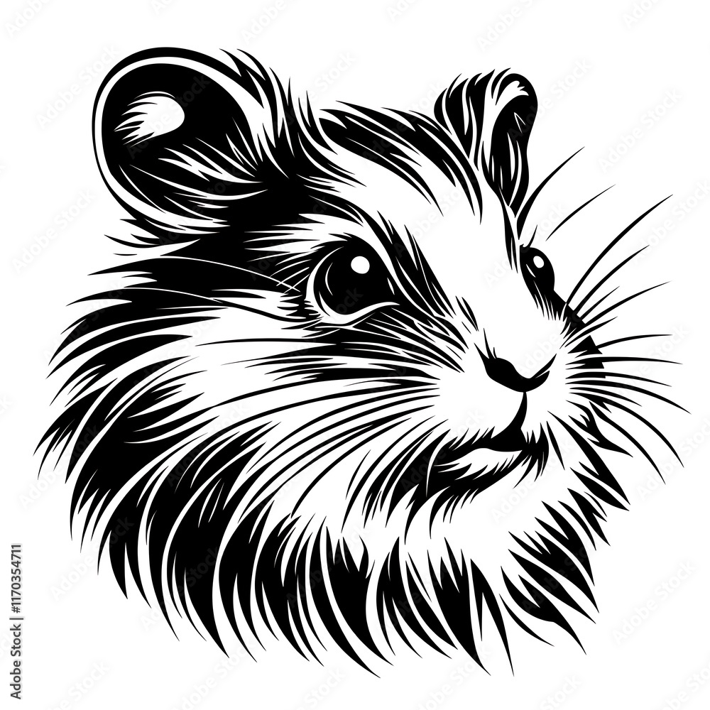 Black and white vector illustration of a hamster. Black and white vector illustration of a hamster.