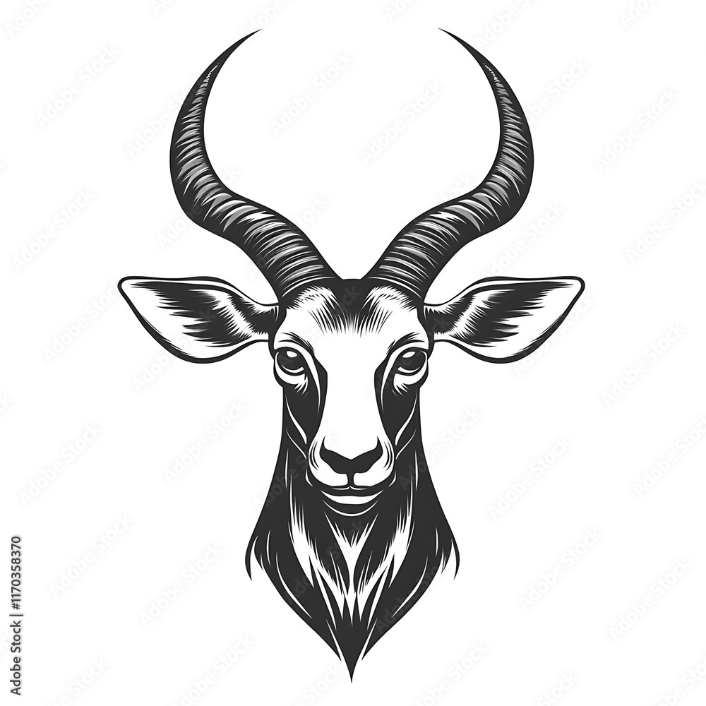 Fototapeta premium Detailed graphic of an antelope head.