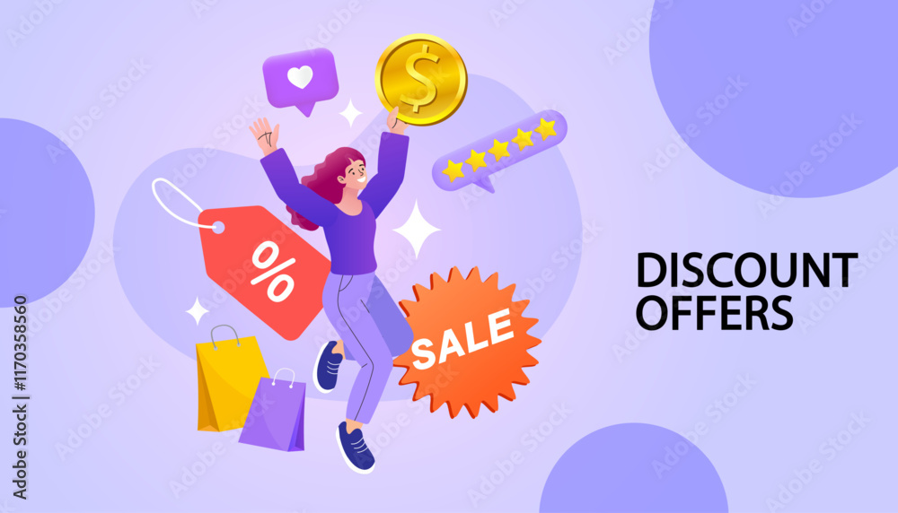 Online shopping services. Smartphone marketing and e-commerce. Banner, mobile app, landing page. Mobile app on a smartphone. Vector illustration
