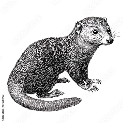 Mongoose illustration with detailed texture.