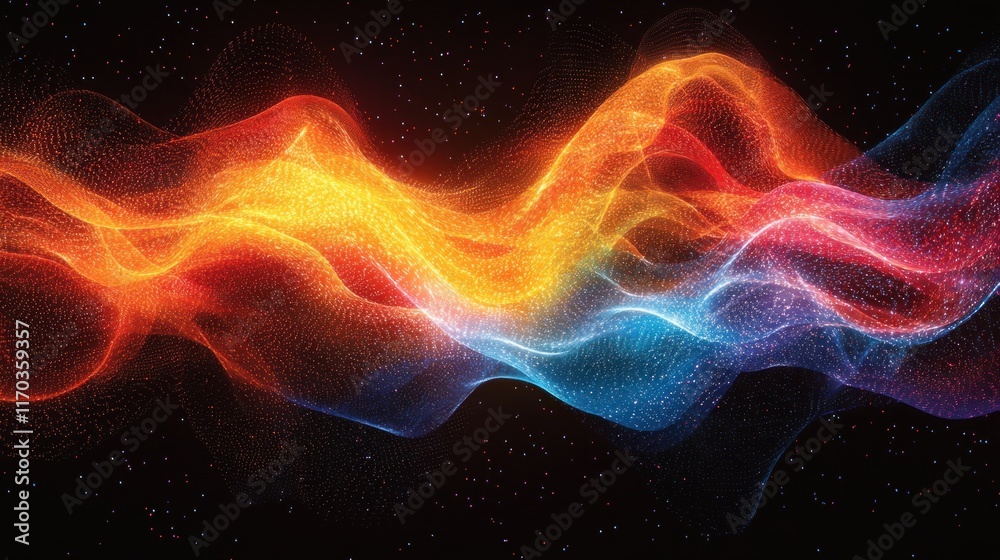 Abstract Cosmic Wave: A Symphony of Red, Orange, and Blue Hues Abstract Cosmic Wave: A Symphony of Red, Orange, and Blue Hues