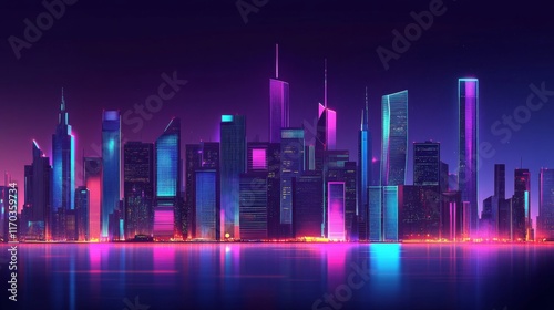 Futuristic Cityscape with High-Tech Elements at Night