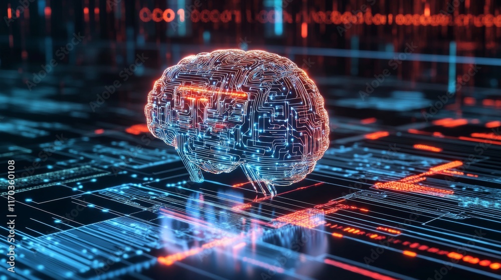 custom made wallpaper toronto digitalFuturistic Digital Brain with Circuit Patterns