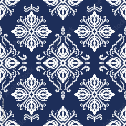 Seamless ethnic traditional pattern, embroidery motif Indian, floral pattern classic beautiful background. Modern fabric design textile swatch, ladies dress, man shirt all over print business.