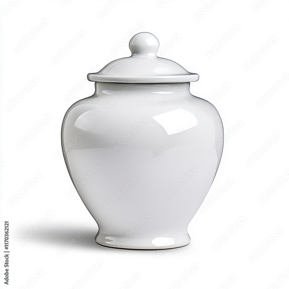 Elegant White Ceramic Jar with Lid for Home Decor and Storage Elegant White Ceramic Jar with Lid for Home Decor and Storage