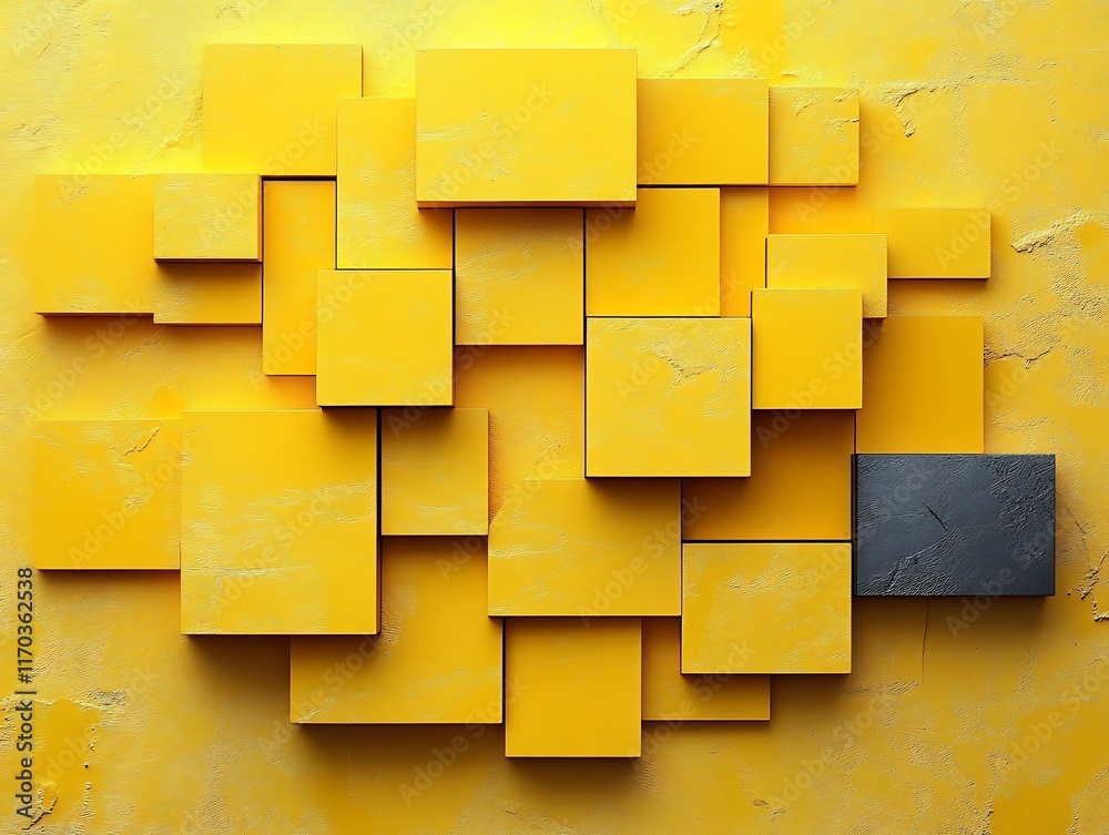 Vibrant Yellow Cubes Abstractly Arranged: A Striking Digital Painting. AI Generated Vibrant Yellow Cubes Abstractly Arranged: A Striking Digital Painting. AI Generated