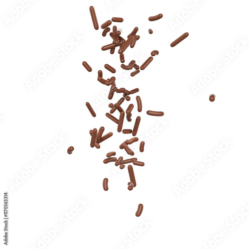 Chocolate Sprinkles For Cakes And Bakery Items Falling From Top 3D Illustration