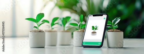A smartphone app displaying a live feed of plant growth from a smart garden.