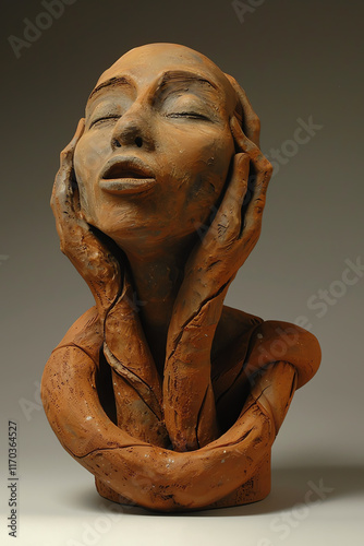 Clay sculpture, emphasizing form and expression photo