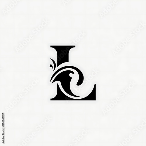 Elegant Black Letter L Floral Design Logo