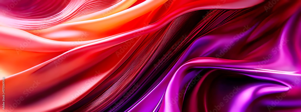 Fototapeta premium 3d rendering, abstract background with wavy folds of silk fabric
