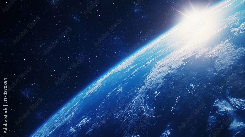 Stunning View of Earth from Space at Sunrise Stunning View of Earth from Space at Sunrise