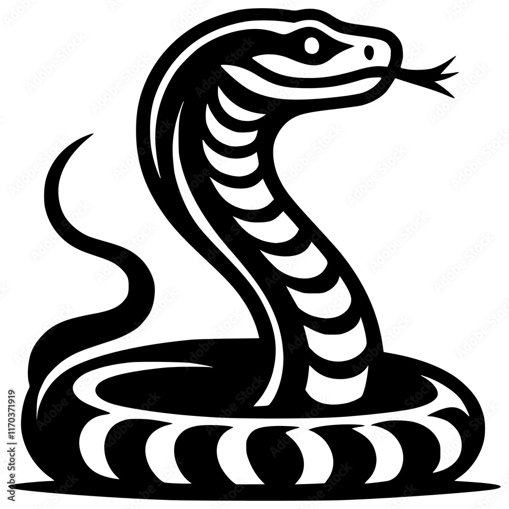 Fototapeta premium Snake with its head raised vector illustration