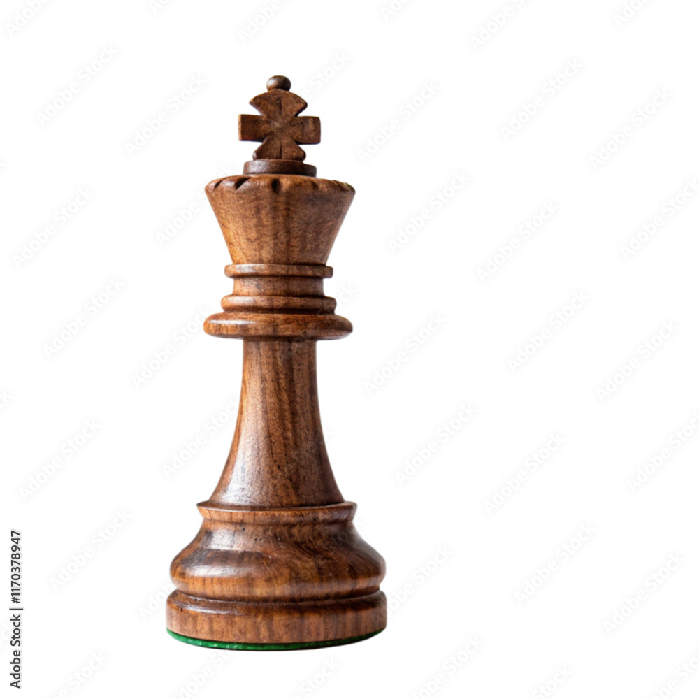 Wooden Chess King on Chessboard isolated on white