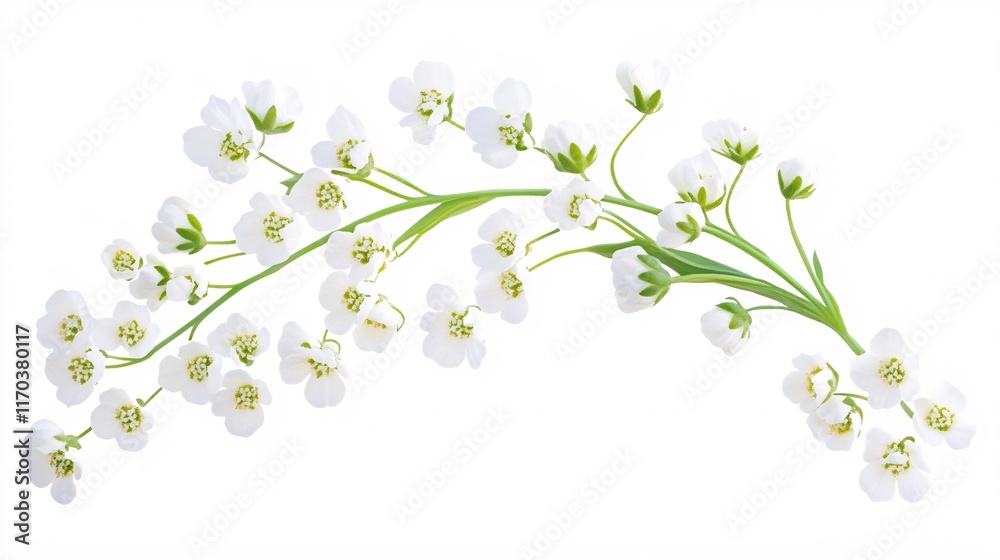 Delicate white flowers with vibrant green stems arranged gracefully, creating a serene and fresh atmosphere. Delicate white flowers with vibrant green stems arranged gracefully, creating a serene and fresh atmosphere.