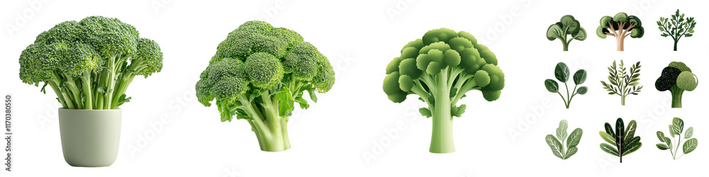 Flat style illustration of broccoli isolated on white background. Mix Collection Png. Flat style illustration of broccoli isolated on white background. Mix Collection Png.