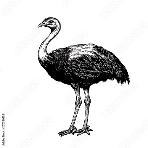 An illustration of an ostrich standing gracefully. photo