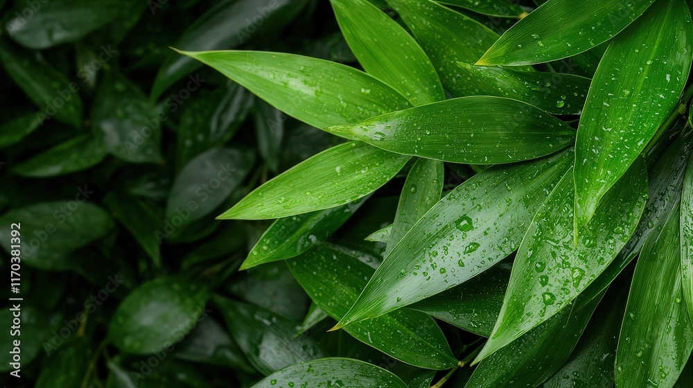 Lush Green Leaves Adorned with Glimmering Water Droplets Reflecting Morning Light in a Refreshing Natural Environment Full of Vibrant Life and Growth Lush Green Leaves Adorned with Glimmering Water Droplets Reflecting Morning Light in a Refreshing Natural Environment Full of Vibrant Life and Growth