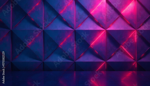 Abstract Geometric Wall Patterns with Radiant Neon Highlights