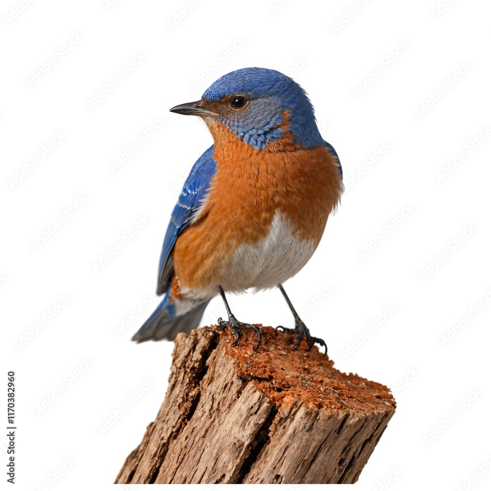 Eastern Bluebird with pure white background Eastern Bluebird with pure white background