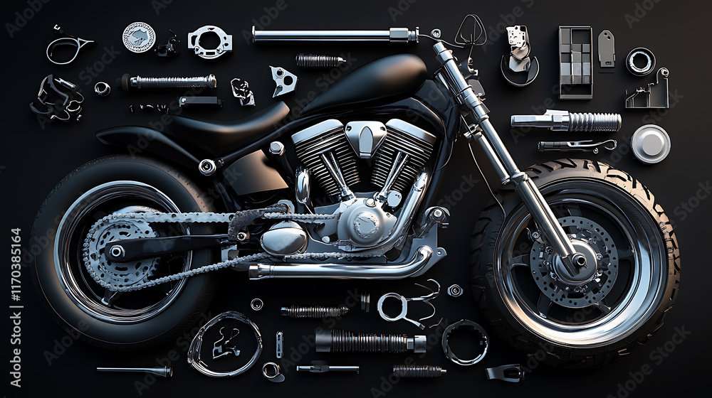 Obraz premium Motorcycle parts, wallpaper, the technological advances in two-wheel drive systems