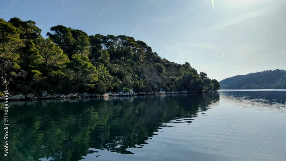Island with lush green forest by sea, green environment, national park, Croatia Island with lush green forest by sea, green environment, national park, Croatia