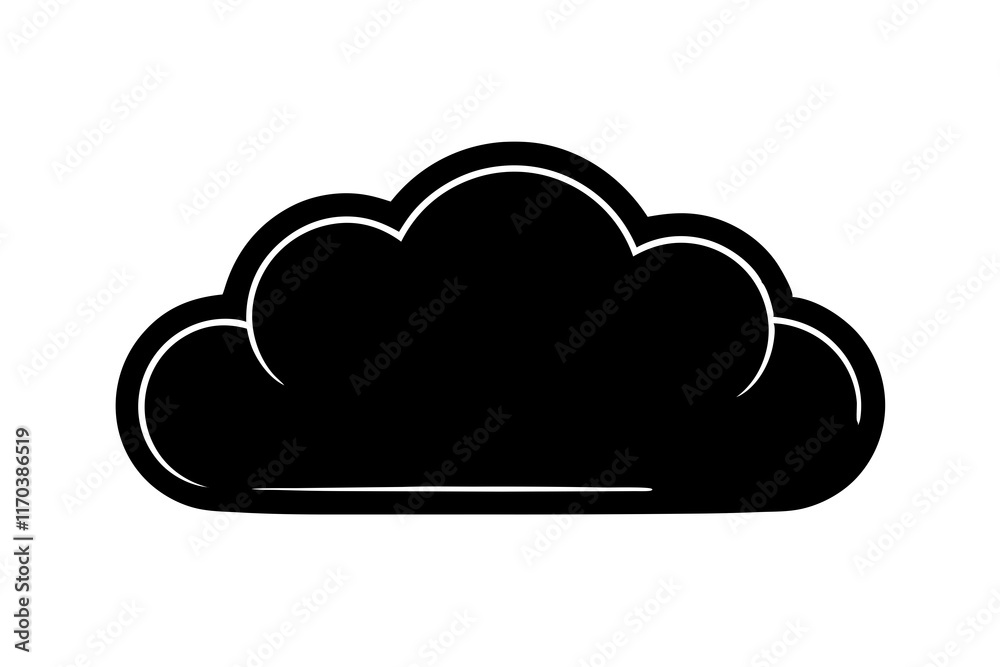 Black cloud silhouette vector icon Black cloud silhouette vector icon