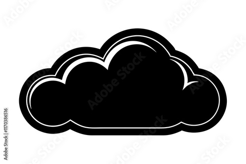 Black cloud silhouette vector icon