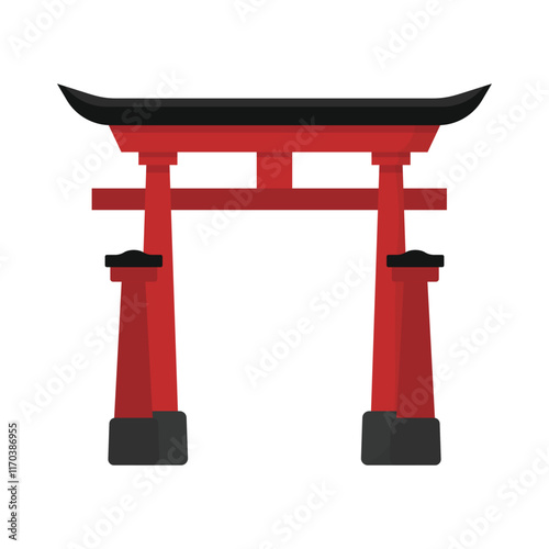 Asian Building Vector Illustration - Torii Gate Japan