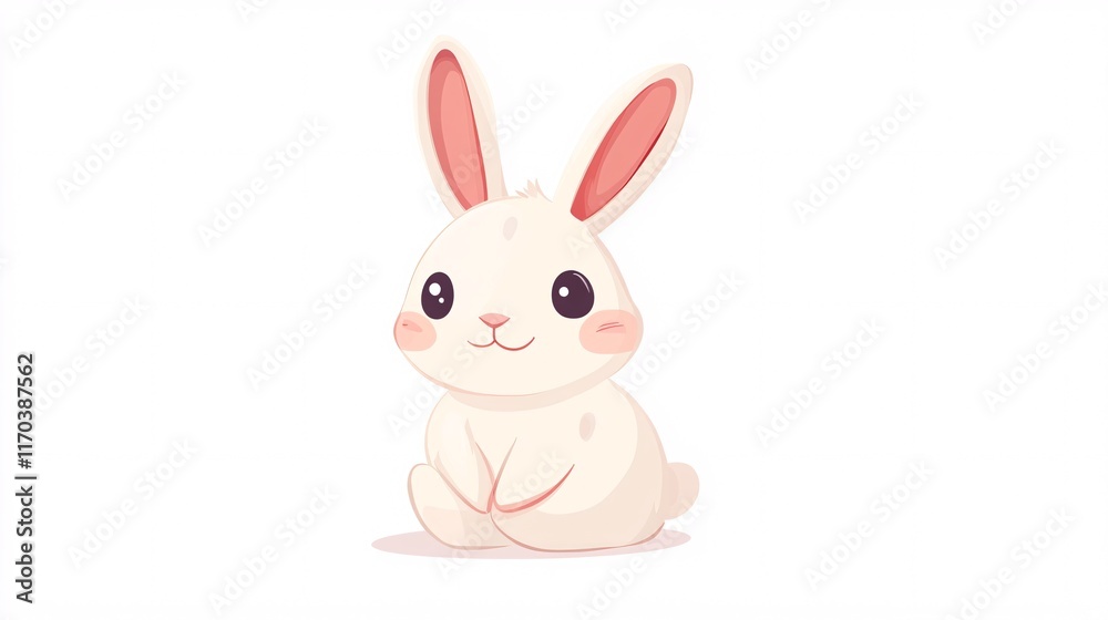 Adorable cartoon bunny with large eyes and fluffy white fur, sitting cutely against a white background. Adorable cartoon bunny with large eyes and fluffy white fur, sitting cutely against a white background.