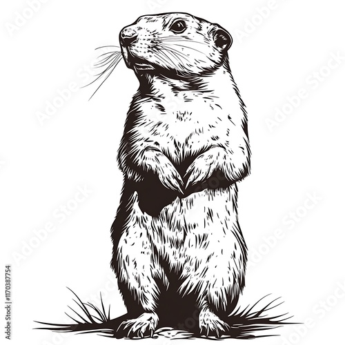 A detailed illustration of a standing prairie dog.