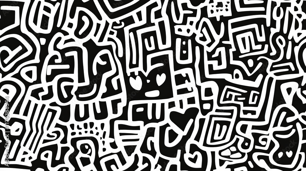 Black and White Abstract Doodle Art Pattern Black and White Abstract Doodle Art Pattern