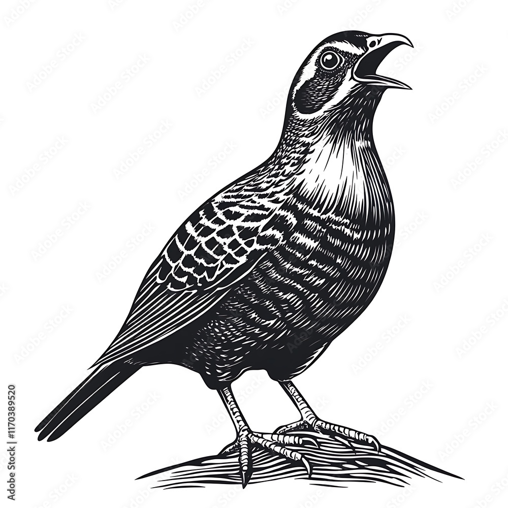 Fototapeta premium An illustration of a singing bird, showcasing detailed features.