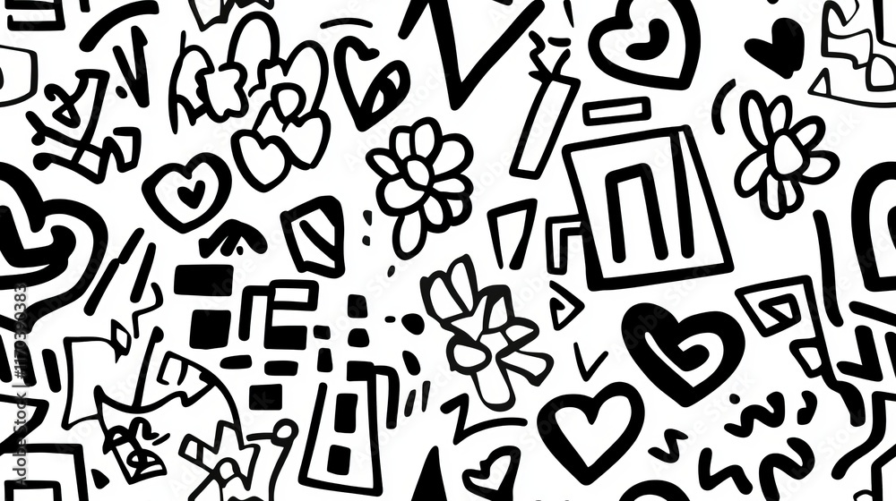 Black and White Abstract Doodle Art Pattern Black and White Abstract Doodle Art Pattern