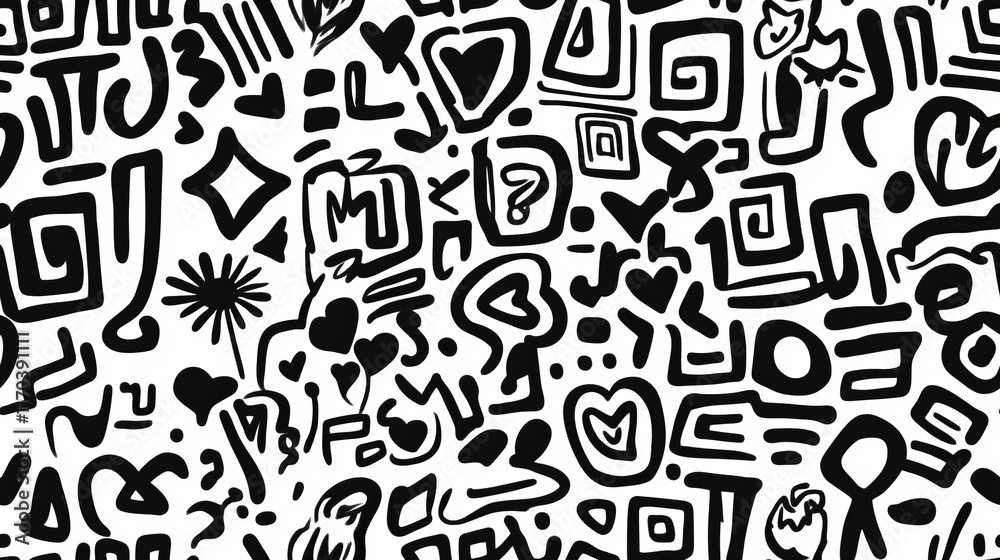 Black and White Abstract Doodle Art Pattern Black and White Abstract Doodle Art Pattern