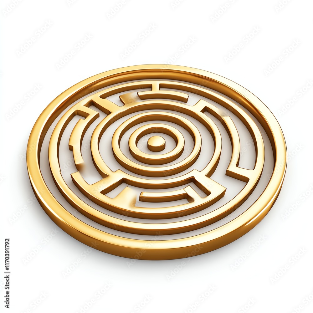 Golden maze design, perfect for creative projects, white isolate background. Golden maze design, perfect for creative projects, white isolate background.