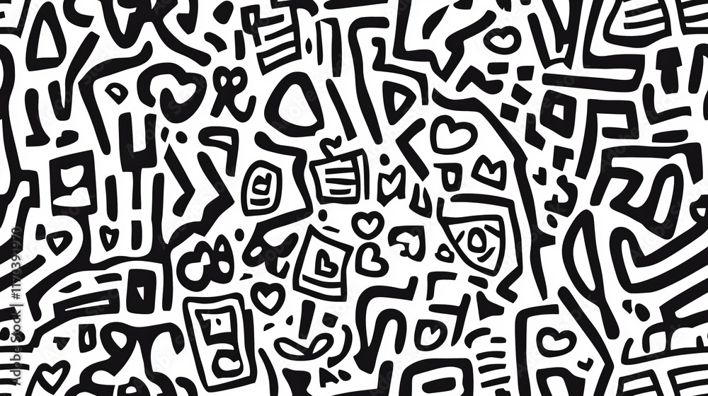 Black and White Abstract Doodle Art Pattern Black and White Abstract Doodle Art Pattern