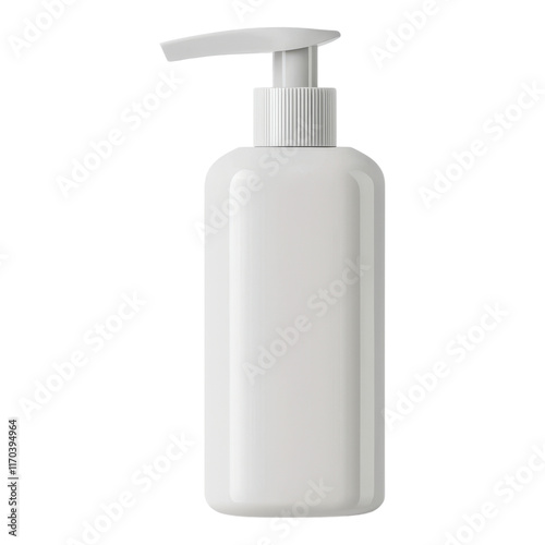 Bottle, mockup, realistic. White liquid soap dispenser bottle mockup transparent background