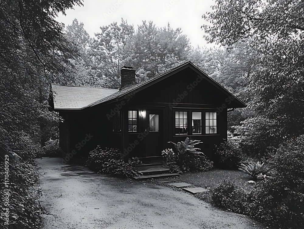simple black-and-white house with clean lines simple black-and-white house with clean lines