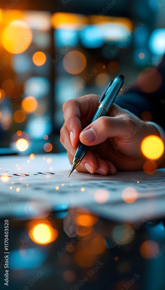 hand with a pen