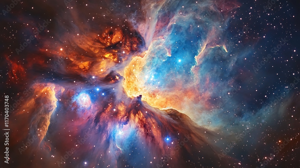 Obraz premium Cosmic Nebula Displays Vivid Colors And Stars