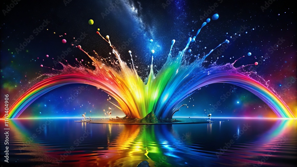 Fototapeta premium Vibrant Rainbow Splash on White Background - Stock Photo